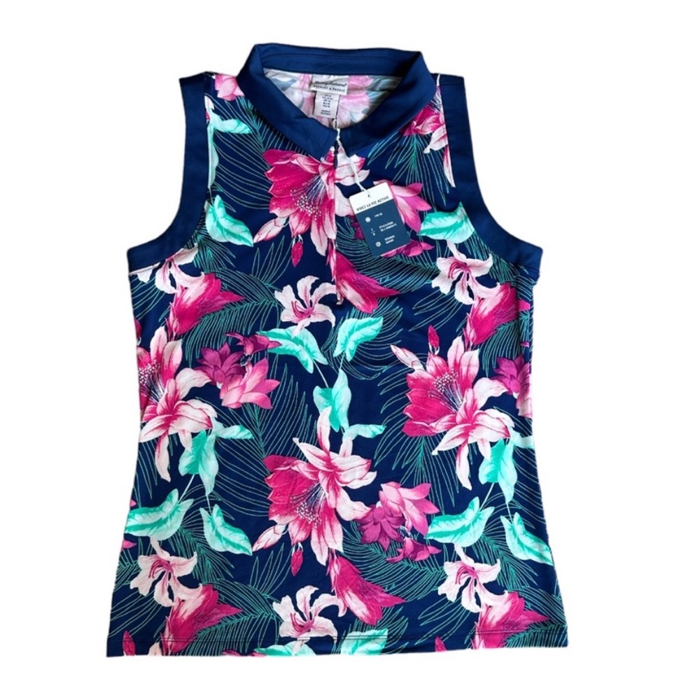 NWT Tommy Bahama active wear sleeveless zip pull over top size medium
